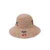 Handmade Crochet Cherry Embroidery Lafite Straw Hat Bucket Hat Women's Summer Seaside Foldable Sunscreen Sunshade Basin Hat