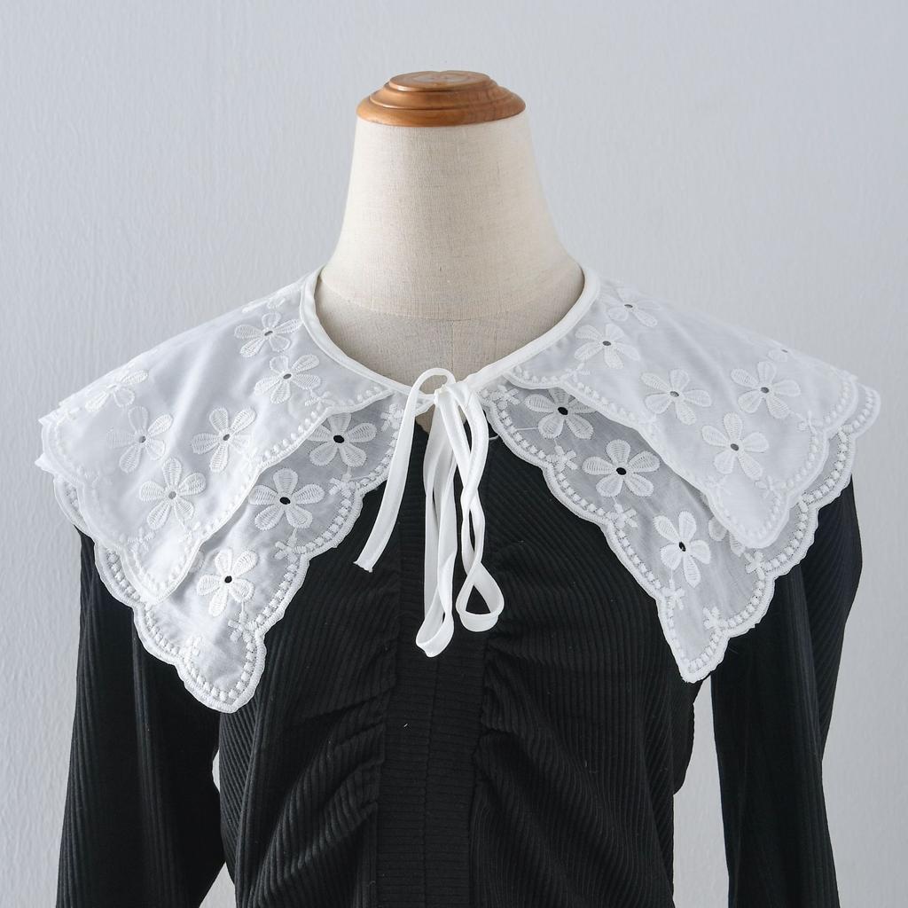 New Women's Lace Detachable Collar New Adjustable Strap Embroidery White Detachable Shirt Lace Up Shawl Small Shoulder Wraps