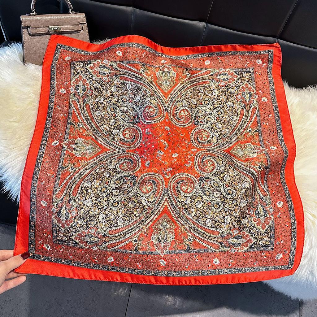 Spring And Autumn Silk Scarf Women'S Ribbon Headgear Hair Accessories Flowers Cashew Nut Flowers Versatile Temperament Advanced