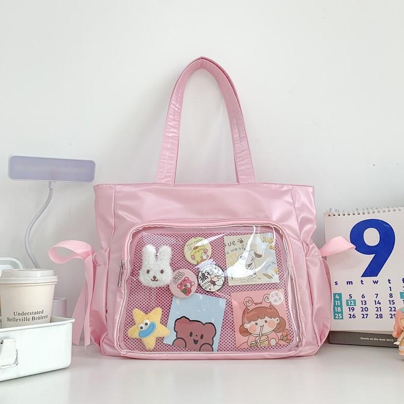 Included Small Nylon Student Shoulder Bag With Drawstring Closure For Daily Use