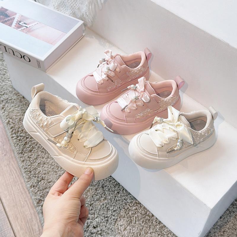 Girls' Sports Shoes 2025 Spring and Autumn New Middle-aged and Older Children's Foreign-style Low-top Board Shoes Soft-soled Pink Versatile Casual Sho