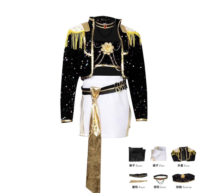 PÅ LAGER Rumi Mira Zoey Cosplay Kostyme kpop Svart Gull Halloween Kvinne Familie Jenter Cosplay Rask Levering