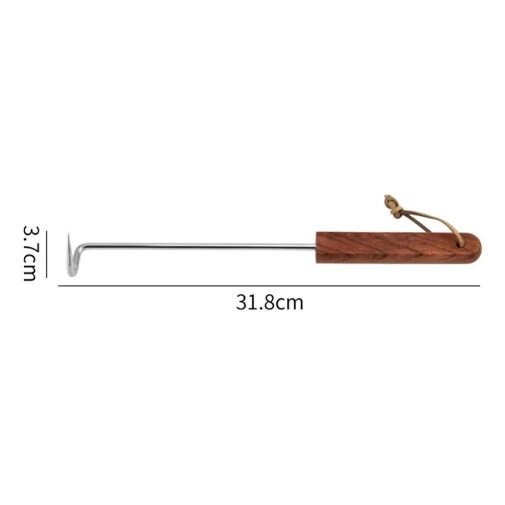 New Durable High Quality Stainless Steel Meat Turner Hook BBQ with Wooden Handle Meat Hook Food Flipper Hook Cooking Grilling