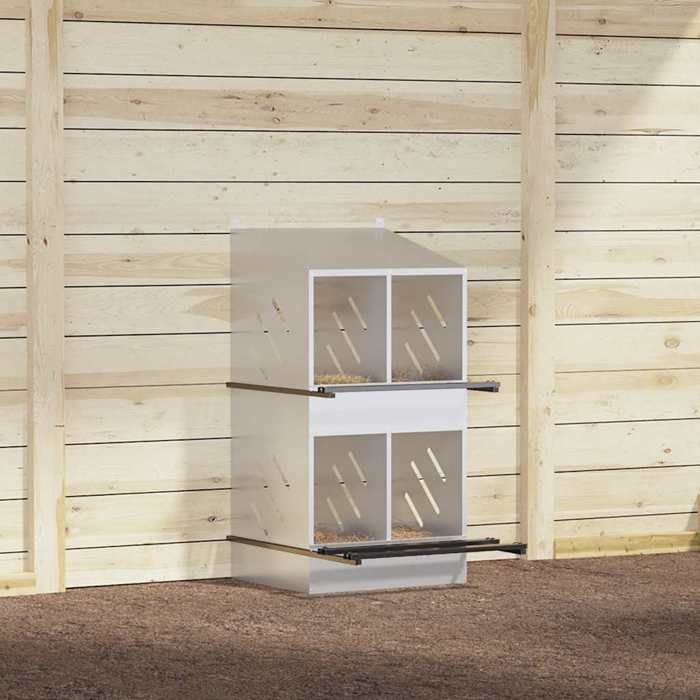 VidaXL Nichoir de poules avec 4 compartiments Métal argenté galvanisé, nichoir à poules pondeuses, boîte à œufs pour poules, 864354