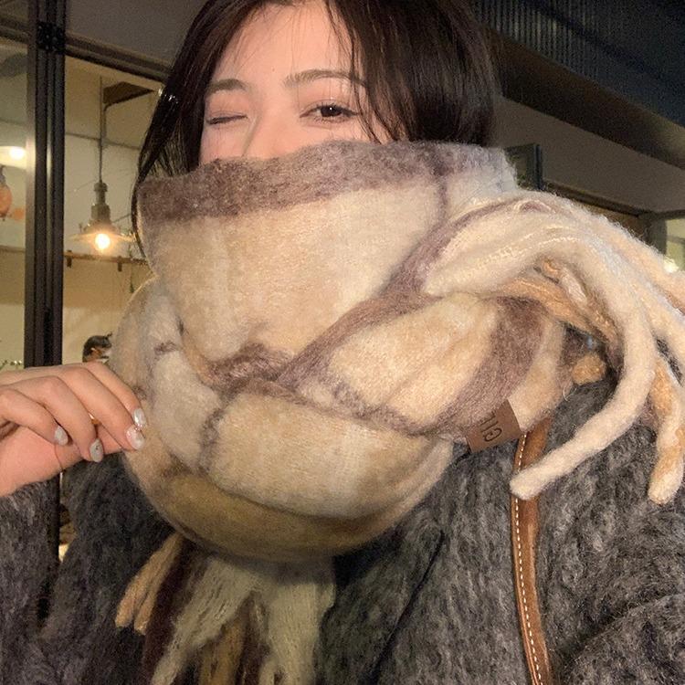 Maillard High End Scarf for Women Winter New Korean Version Versatile Tassel Mohair Warm Student Scarf