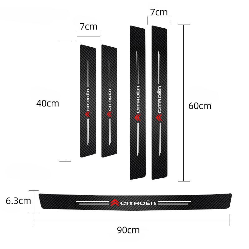 Leather Car Door Sill Protector Carbon Fiber Threshold Stickers For Citroen e-C3 e-C4 X C5X C3 C4 Cactus Picasso C-Crosser C6 C1