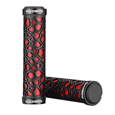 Bicycle Grips, Rubber Grips, Adhesive, Diameter 22mm, Black and Red