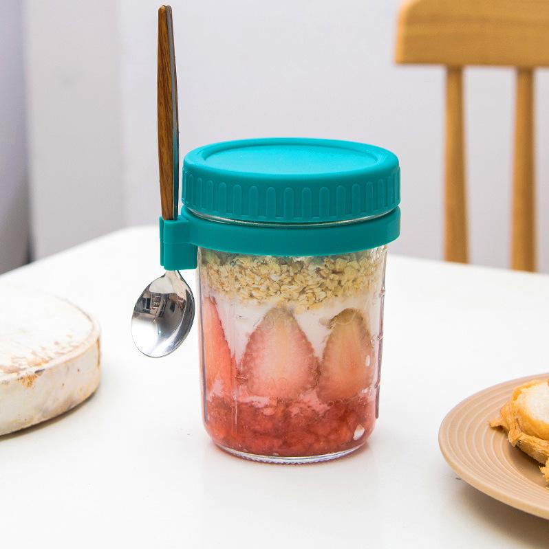Tragbare Frühstücksbecher Haferflocken Müsli Nuss Joghurt Salatbecher Behälter Set mit Löffel Schule Lunchbox Lebensmittel Aufbewahrungsbox