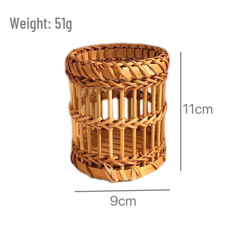 Autumn Rattan Weave Desktop Organizer: Pen Holder & Makeup Storage Box