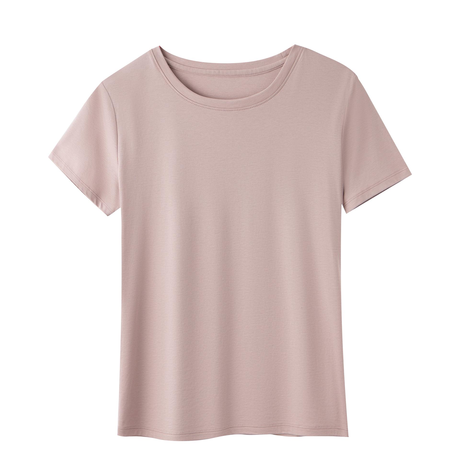 

Новый стиль, футболка с короткими рукавами, женская футболка из мерсеризованного хлопка из чистого хлопка, женская летняя одежда M розовый