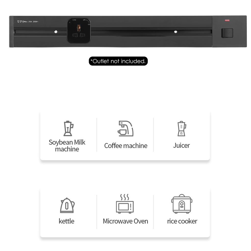 Electrical Outlet Track Wall Concealed Power Outlet Track 60cm Aluminum Alloy Kitchen Sockets Track