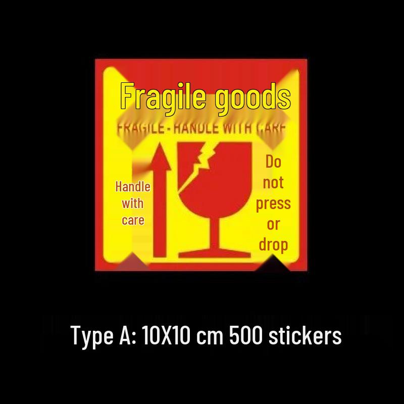 Large Self-Adhesive Fragile Sticker - Handle with Care, Do Not Press