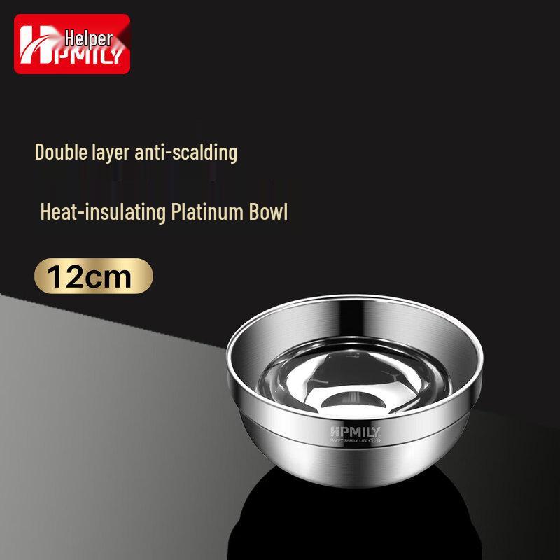 HPMILY 304 Stainless Steel Double-Layer Insulated Noodle Bowl