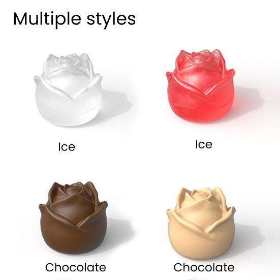 Silicone Ice Cube Mold Tray 3D Rose Flower Shape Ice Chocolate Pudding Candy Mold Non-Stick Food Grade Beverage Mold