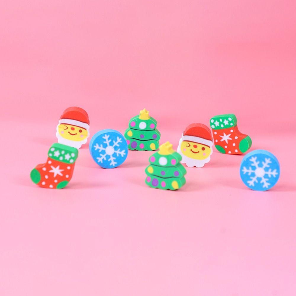 Kawaii Christmas Erasers Cartoon Christmas Eraser Set Stationery Prize Gift  Primary School Student