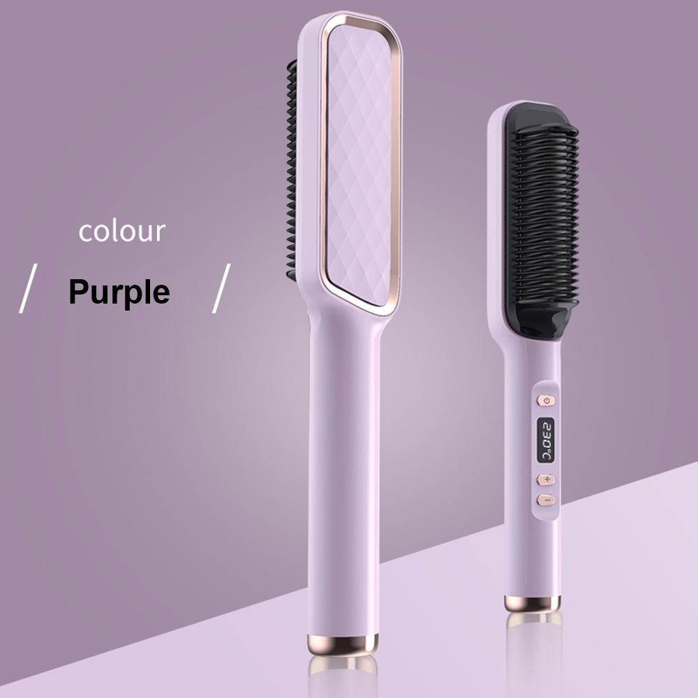 Multifunctional Hair Straightener Comb Anti-Scald Hair Straightening Brush Ceramic Electric Hot Comb with LCD 31 Levels Adjusted