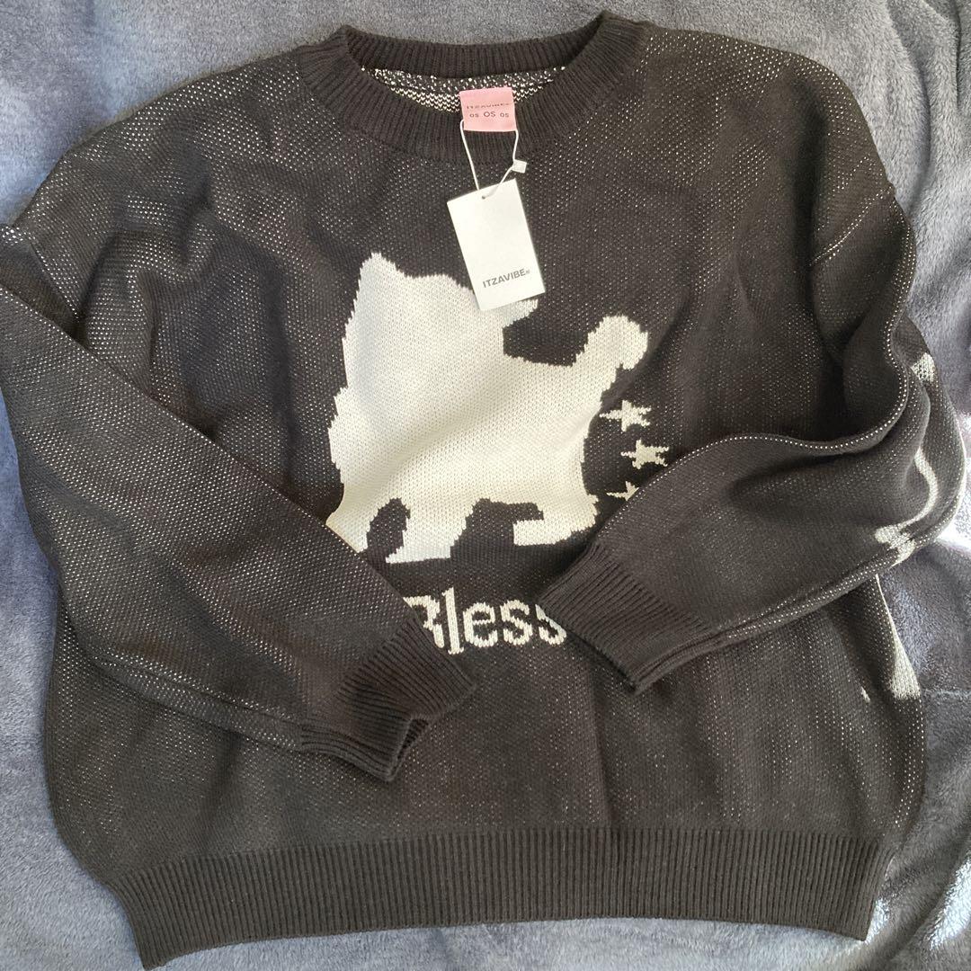 

[Б/У] Свитер с кошкой Stray Kids, который носил Рено, черный