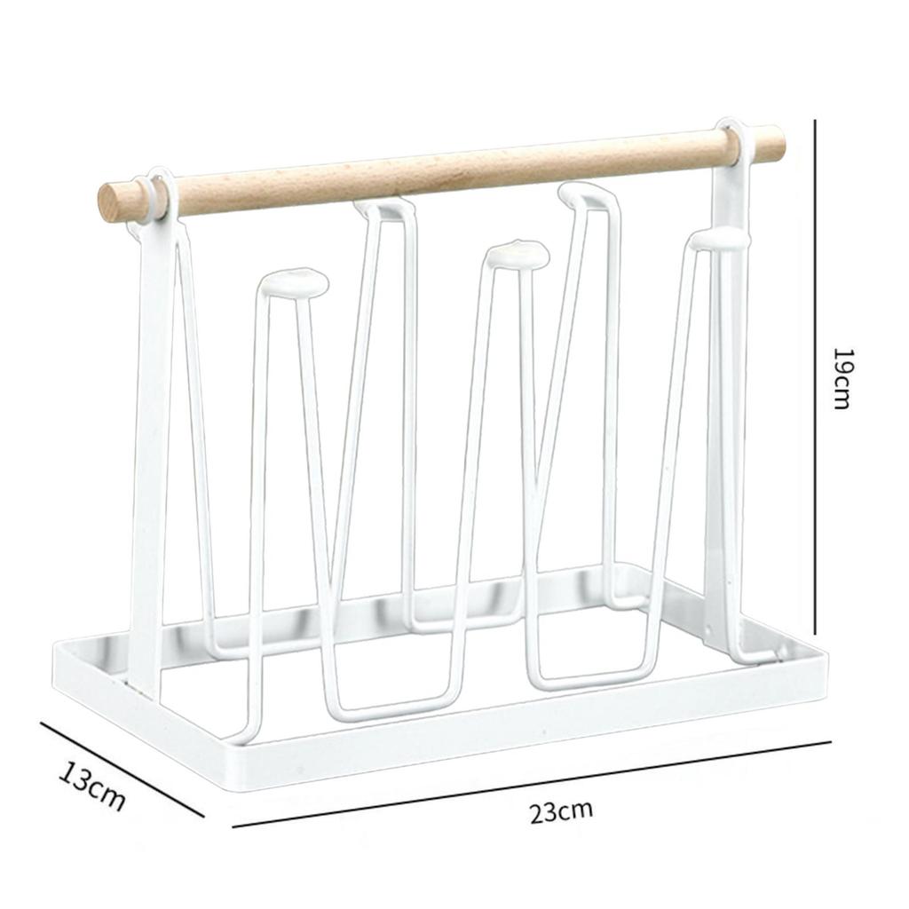 Bottle Rack Glass Cup Holder Stand Tree Drainer with Metal And Wood Construction Quick