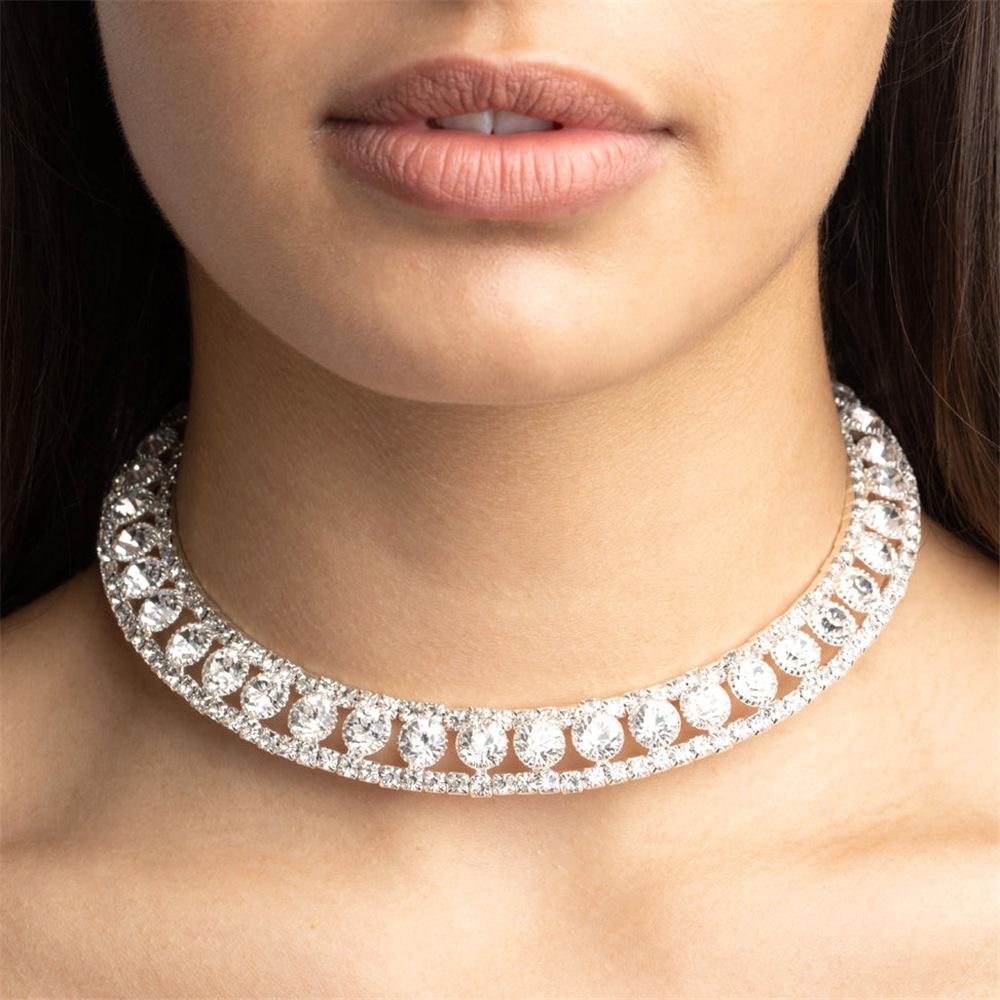 

Роскошное ожерелье со стразами, женское темпераментное модное блестящее ожерелье с большим хрустальным воротником, сексуальное ожерелье, ювелирные изделия