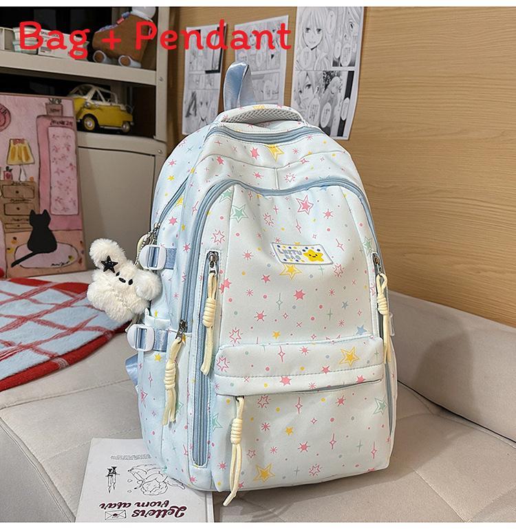 Star Pattern Girls Backpack With Material And Comfortable Straps For School