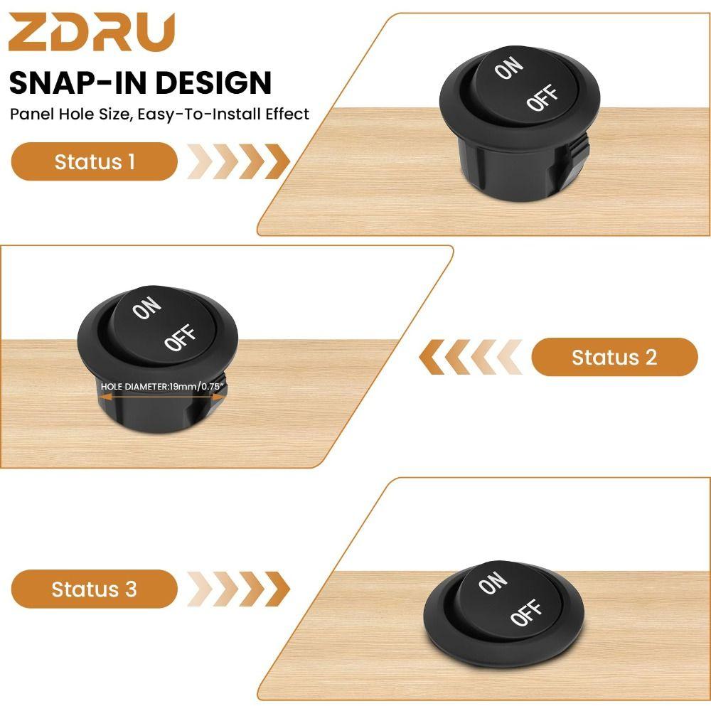 Black Toggle Switch 2 Pin On Off Switch Mini Size Circular Switch  Boat Marine