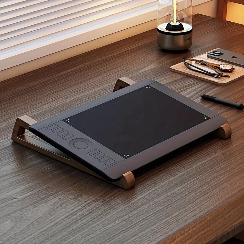 Ergonomic Portable Foldable Wooden Laptop Stand with 12° Adjustable Angle Cooling Ventilation Triangular Design for Office Acces