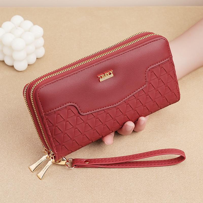 Women's Wallet Long Double Zipper Clutch Multi Function Mobile Phone Coin Purse Card Case Leather Clip High End Dinner Bag