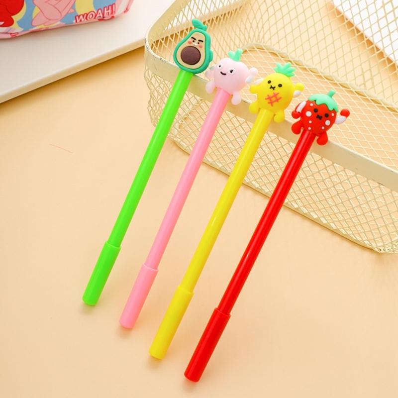 4Pcs Cartoon Theme Gel Pen Quick Drying 0.5MM Refillable Gel Inks Pen for Writing Journaling Office School Supplies