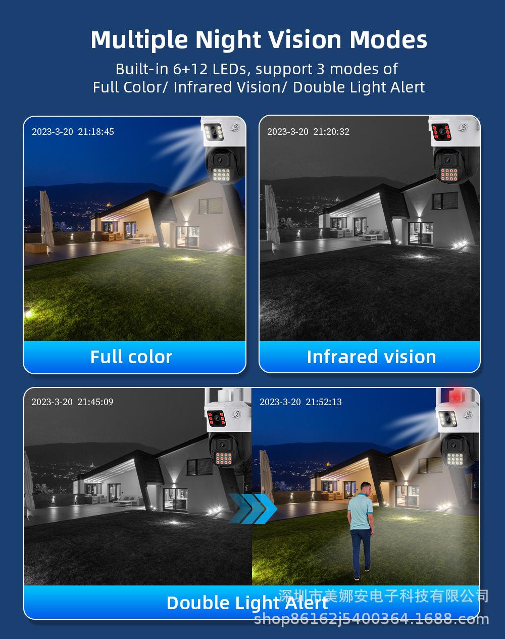 

iCSee Dual-Band Outdoor Camera: Full Color Night Vision, Two-Way Audio, 5G WiFi, Bullet-Dome Design. Black and White with EU/US Plug