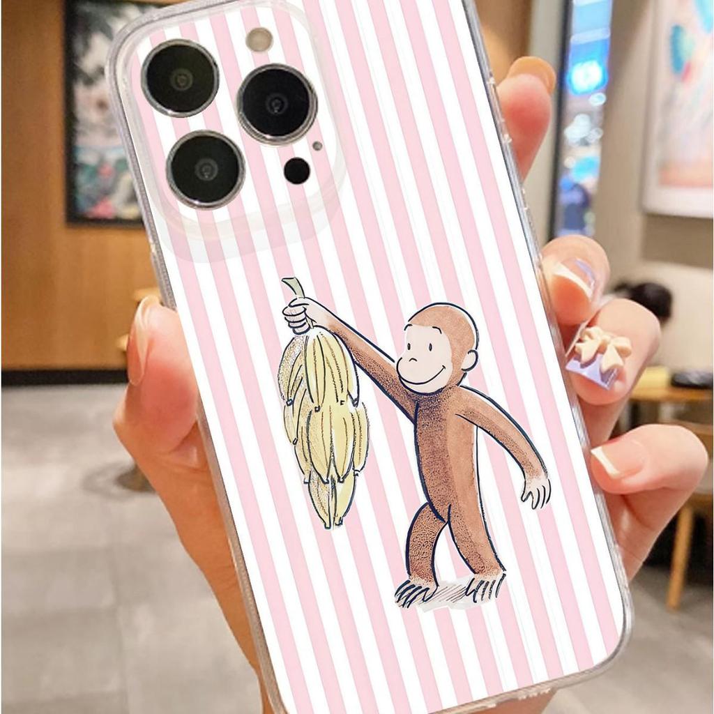 Monkey Holding Banana Anti-Drop Clear Case for iPhone 14 Pro Max & 15/16/17 Series