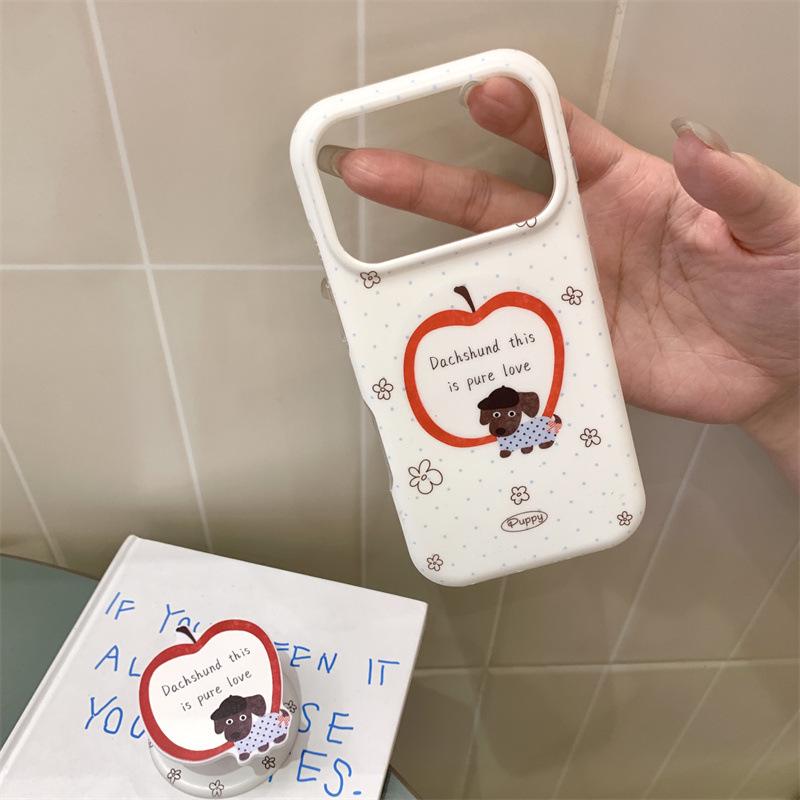 

Girly Heart Polka Dot Sausage Dog iPhone Case for Apple 16 Pro Max/15/14/17 15 Pro