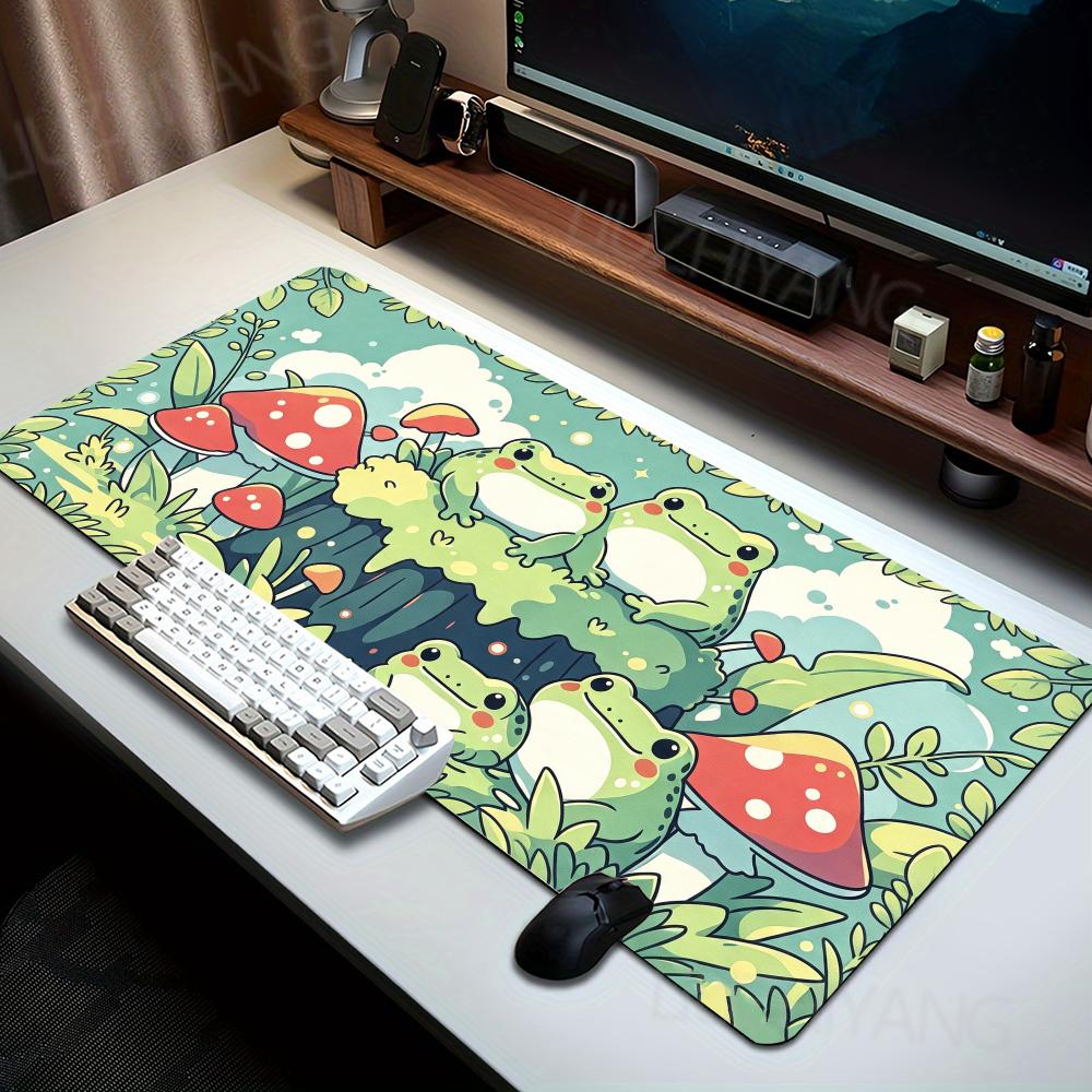 Cute Cartoon Frog Illustration Mouse Pad Anime Desk Mat XXL Rubber Non-Slip Office Mousepad Pc Accessories Gaming Long Mousepad