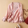 Camicia da Donna Primaverile Stile Cinese alla Moda Ricamo Artistico Vestibilità Larga Scollo a V Abbigliamento alla Moda da Donna