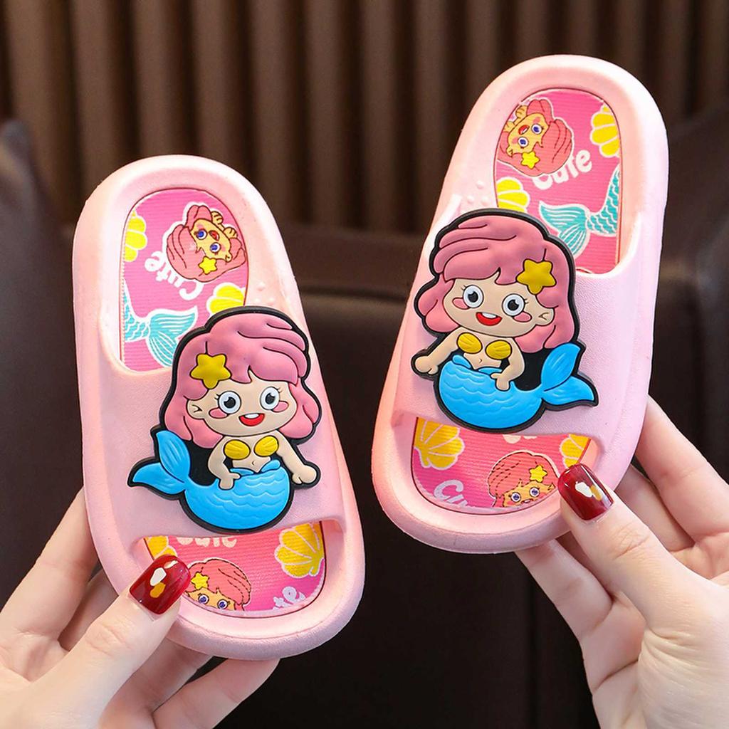 Soft Cartoon Cute Dinosaur Slippers Platform PVC Cartoon Animal Slippers Solid Anti Slip Children's Bathroom Sandals Girls