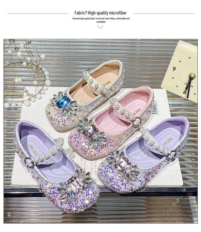 2026 Spring Rhinestone Princess Loafers: Non-slip, Breathable Shoes for Little Girls