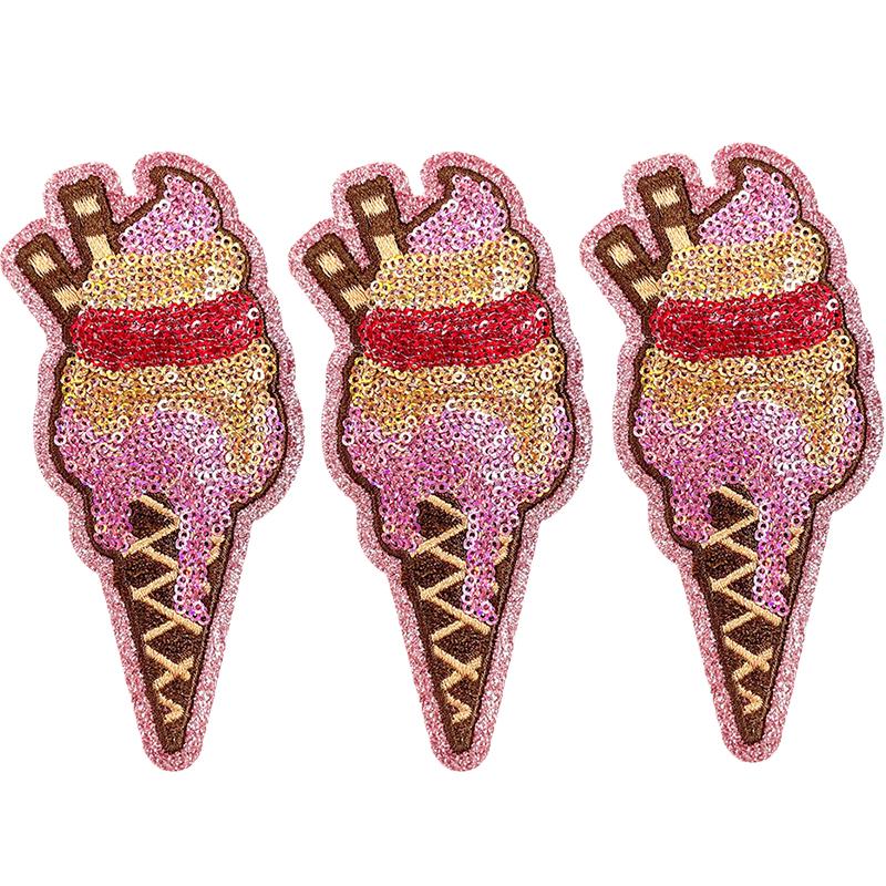 10pcs Cartoon Sequins Watermelon Fruit Drink Embroidered Patches Shells Coconut Trees Patch Clothes Decoration Sew Applique Diy