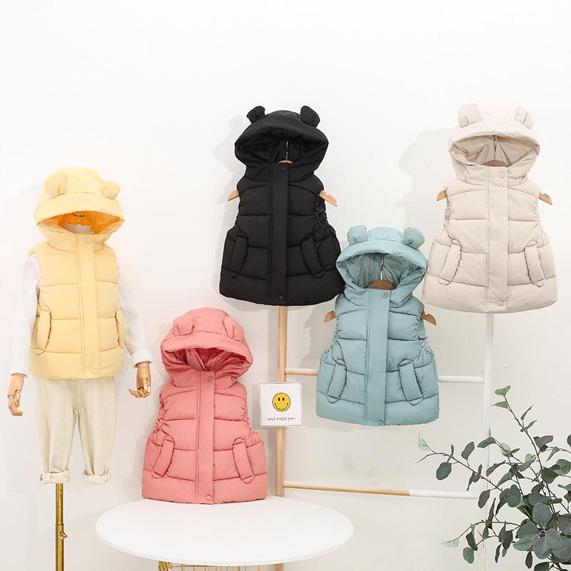 Kids' Hooded Vest: Cute Ears Sleeveless Autumn/Winter Jacket for Boys & Girls