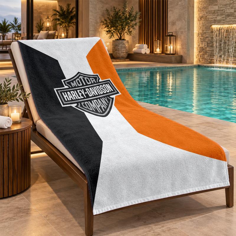 Beach Towel with Harley-Davidson Design, Quick Dry Lightweight Towel for Swimming Pool Travel