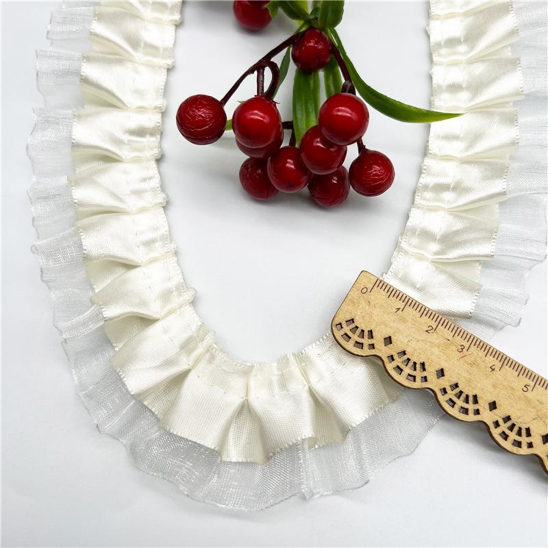 Elegant and Exquisite 4CM Double Folds Transparent Chiffon Lace Clothing Clothing Hem Diy Accessories Multi-color Lace Webbing Crafts Making Ribbons