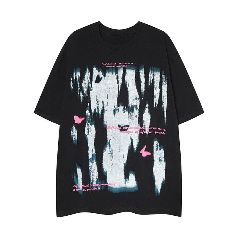 Gothic Graffiti Butterfly Y2k Street Fashion Trend Casual T-shirt Men s and Women s Luxury Brand Top S