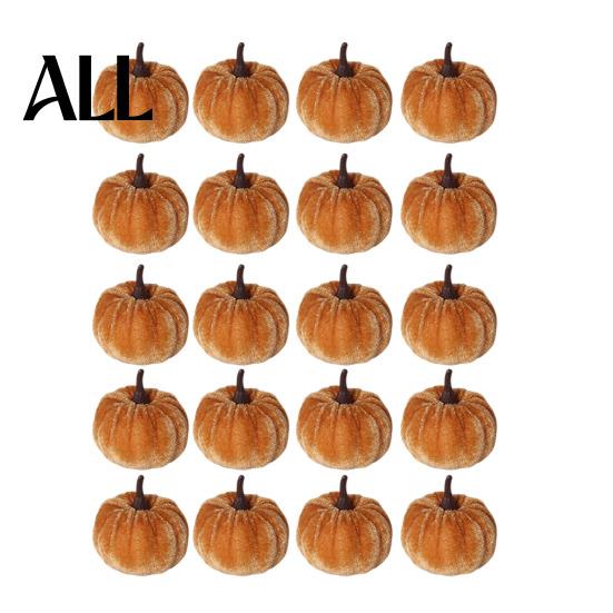 Soft Fabric Pumpkin Set 20 PCS Velvet Decorative Ornaments, Multi-Color Artificial Fall Harvest Decor Reusable Halloween Decorations for Mantel Table
