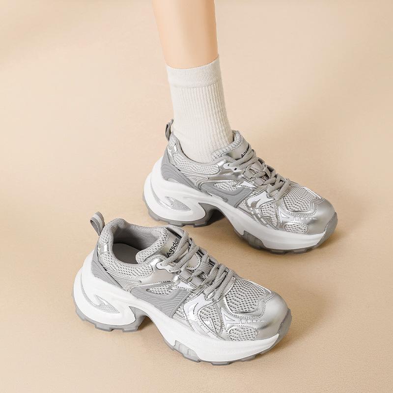 Augustine platform dad shoes women's 2025 new autumn small man fried street casual silver mountaineering sneakers