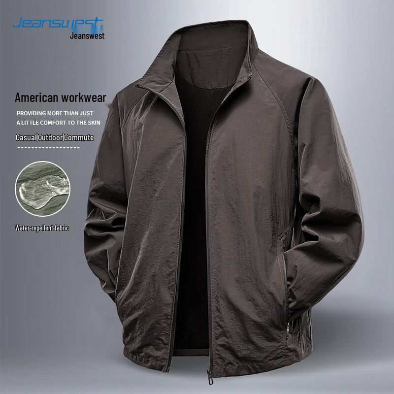 

JEANSWEST Men s Stand-Collar Casual Outdoor Water-Repellent Jacket 5XL