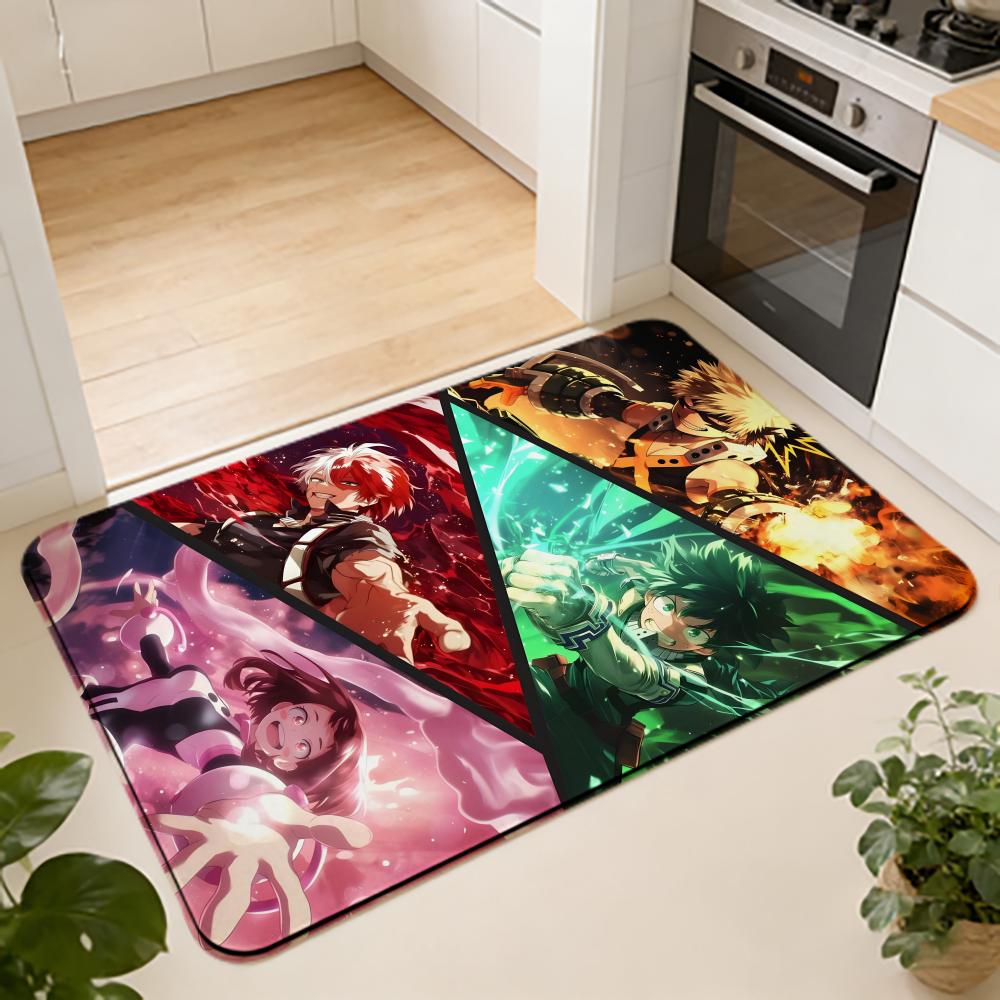 ANIME M-My Hero Academia Floor Mat Absorbent Floor Mat Non-Slip Entrance Rug for Bathrooms Restrooms and Toilets