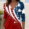Women's 3D Printed V-Neck Long Sleeve T-Shirt Fashion Versatile Trend Breathable Casual