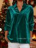 2025 Women's Solid Color Velvet Lapel Shirt - Versatile Long Sleeve Top for Europe & America