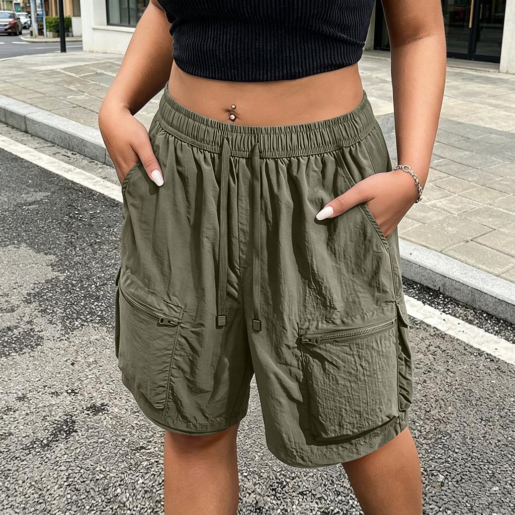 Dames Cargo Wandelshorts Zomer Casual Bermuda Met Zakken Trekkoord Elastisch Lichtgewicht Sneldrogend Buiten