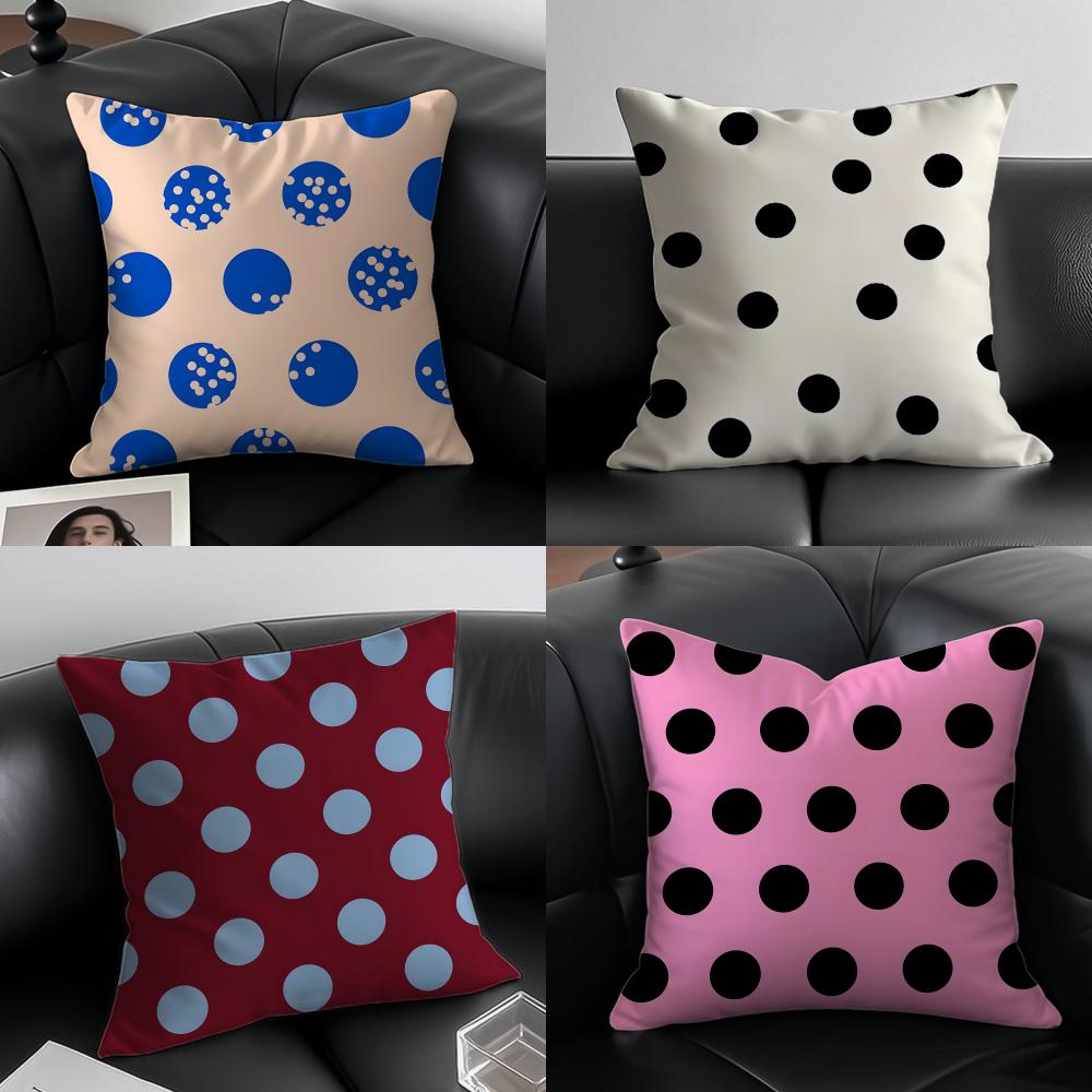 Classic Polka Dot Retro Dot Cushion Cover Pillow Case Anti-Dustmite Invisible Zipper Silky Plush Cushion