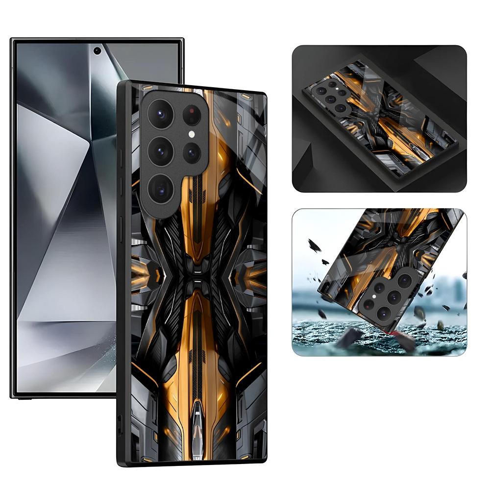 Trend Schwarz Gold Mechanische Rüstung Samsung S24Ultra Handyhülle Handy Hülle Neues Galaxy S25 + Schutzhülle