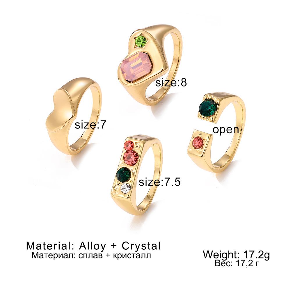 Verstellbarer Zirkon-Herz-Metallring für Damen – Stilvolles, vielseitiges Design